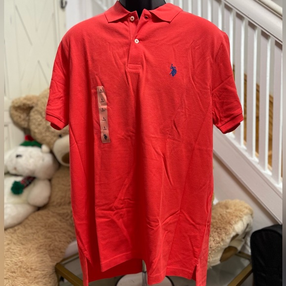 NWT Men’s Size Large U.S. POLO ASSN Short-sleeve Polo Shirt Logo Embroidered Red - Picture 5 of 13